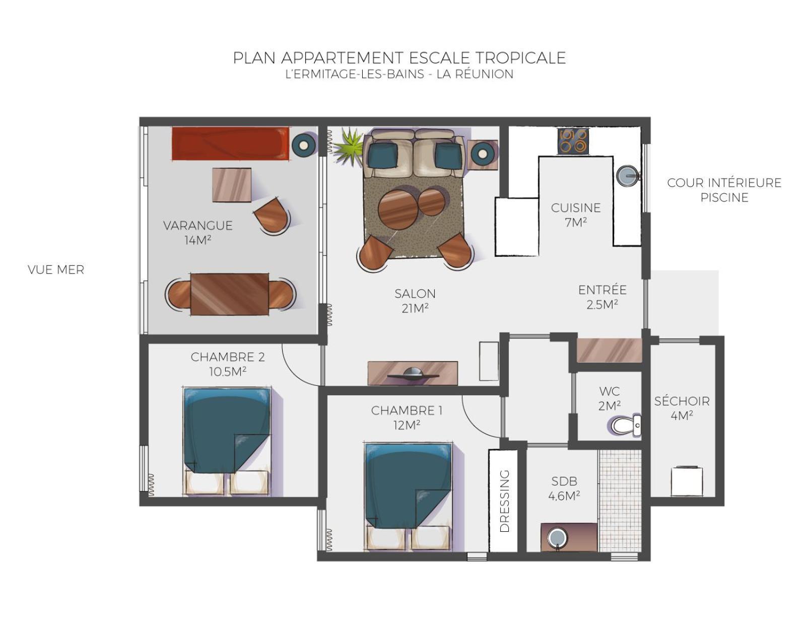 Escale Tropicale, Appart Vue Mer A 2 Min Du Lagon Apartment Saint-Gilles Les Bains Exterior photo